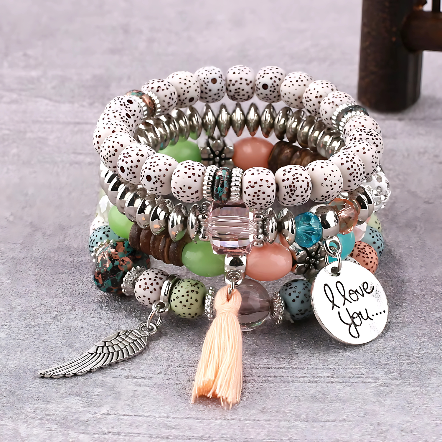 4pcs/set Boho Multilayer Bead Bracelet Set - Gummia